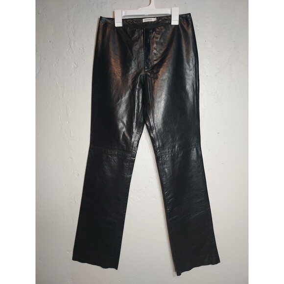 Vintage 80s 90s Chaiken Black 100% Genuine Leather Pants Women's Sz‎ 6 - Picture 1 of 12